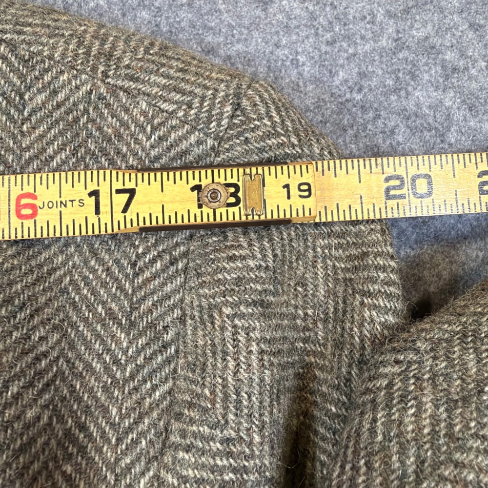 Cricketeer Porteous Mens 40R Wool Herringbone Blazer Brown Grey Sport Coat VTG - Picture 9 of 10